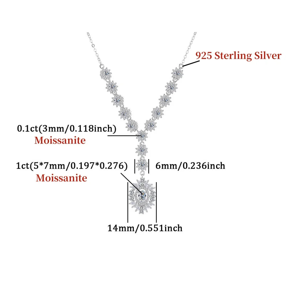 NKHOG 5*7mm Moissanite Necklace Pendants For Women 925 Sterling Silver Flower Design Luxury Wedding Chain Gifts Fine Jewelry GRA