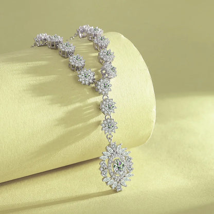 NKHOG 5*7mm Moissanite Necklace Pendants For Women 925 Sterling Silver Flower Design Luxury Wedding Chain Gifts Fine Jewelry GRA